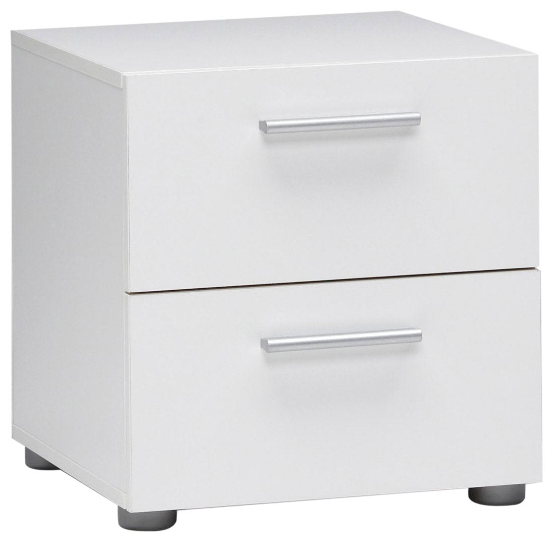 2-Drawer White Nightstand with Metal Runners