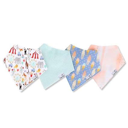 4 Pack Soft Cotton Baby Bibs for Drooling and Teething