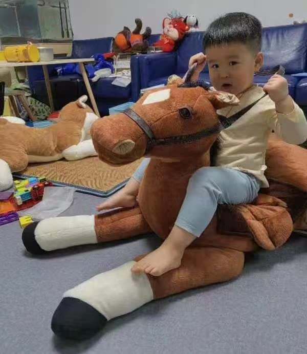 52Inches Big Horse Stuffed Animal, Cute Plush Soft Toy, Dark Brown