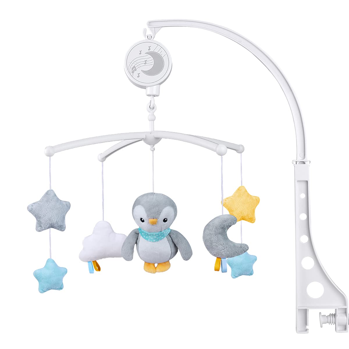 Baby Musical Mobile with Lullabies Music Box, Rotating Penguin Mobile Soother Crib Toy