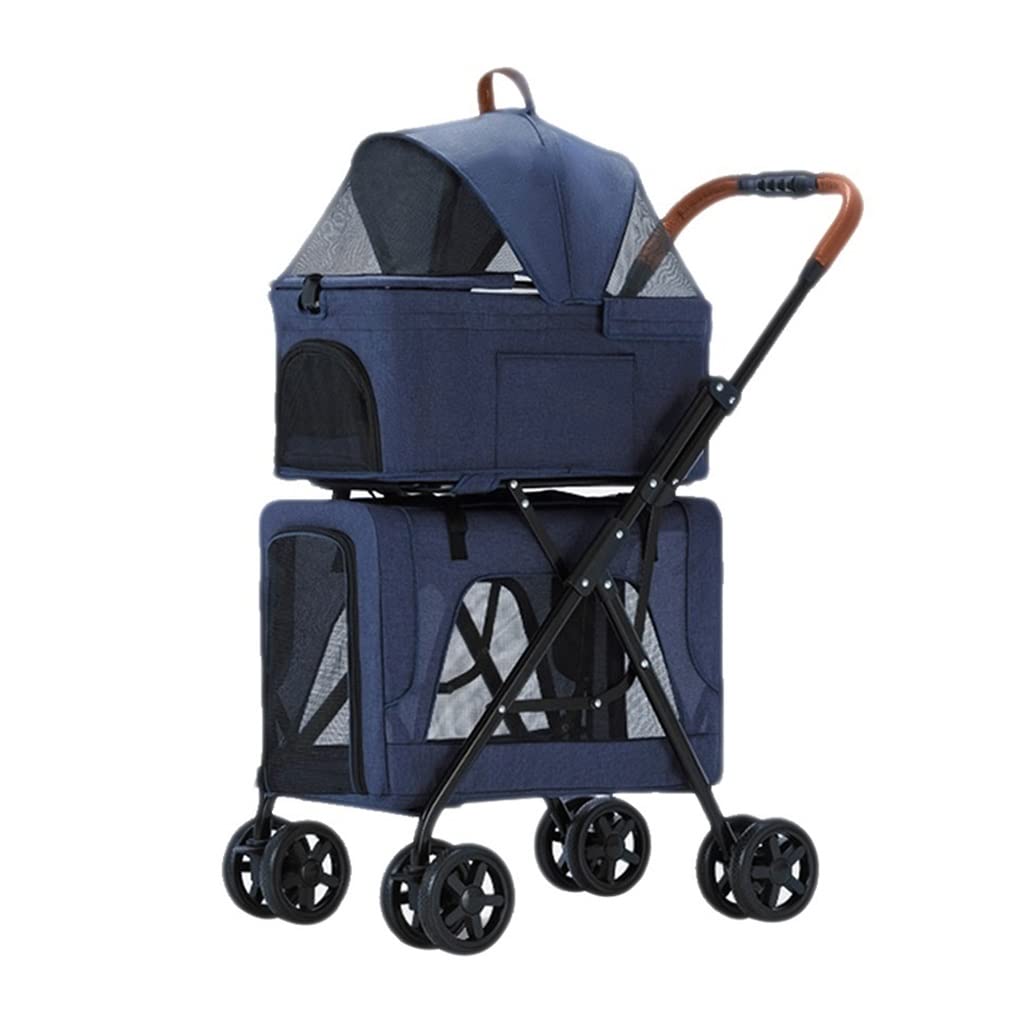 Double Stroller Dog Cat Stroller Travel Stroller for 2 Dogs/Cats
