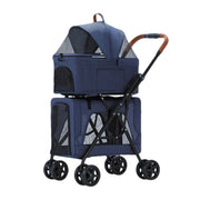 Double Stroller Dog Cat Stroller Travel Stroller for 2 Dogs/Cats