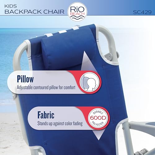 Kids Backpack Beach Chair - 5 Position Reclining Folding Chair
