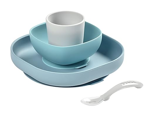 Silicone 4 Piece Baby Feeding Set, Suction Plates