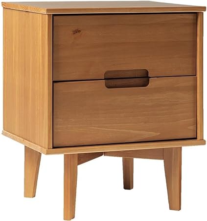 Furniture AZR2DSLNSWH Solid Wood 2-Drawer Groove Handle