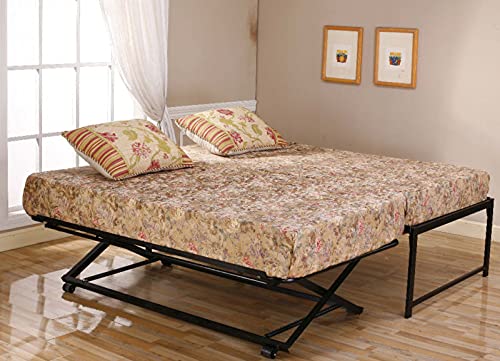 Twin Size Black Metal Platform Daybed with Pop Up Trundle