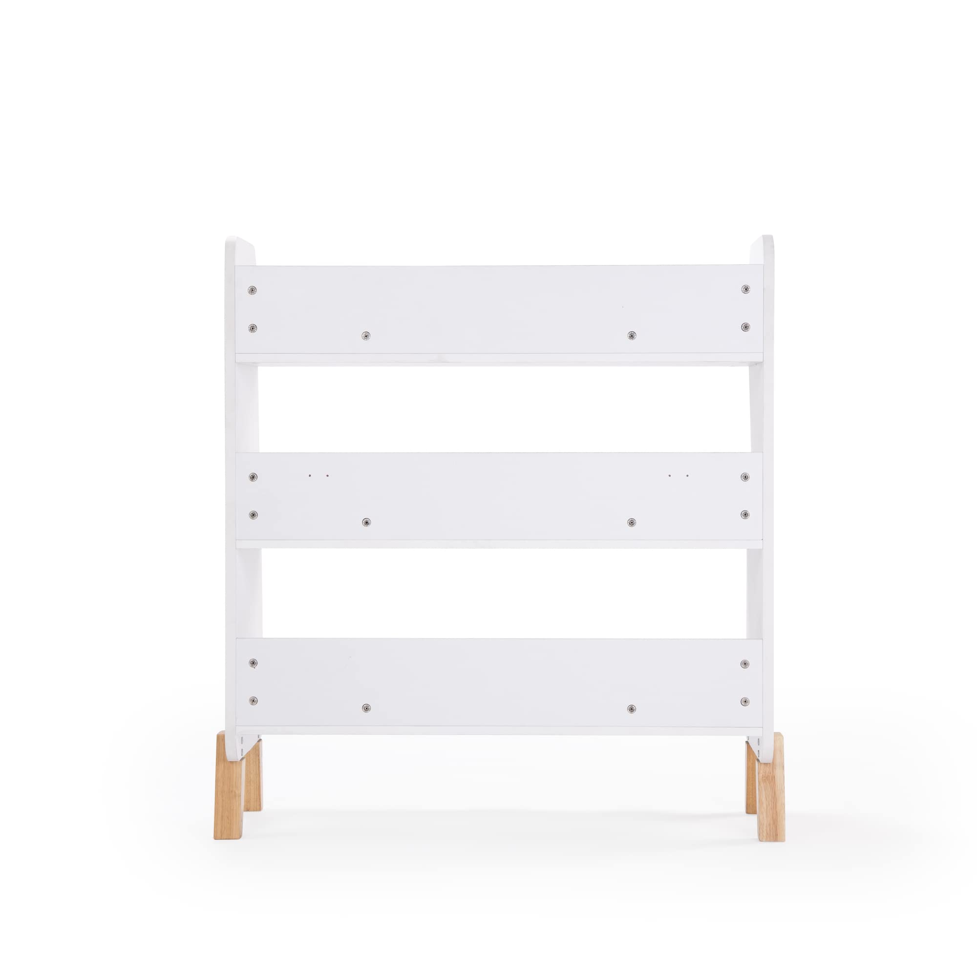 Toddler Bookshelf, 3-Tier 30" Modern Storage Display, White/Natural