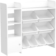 Toy Storage Organizer with Kids Toy Shelf and 8 White Toy Bins – Perfect Toy Storage