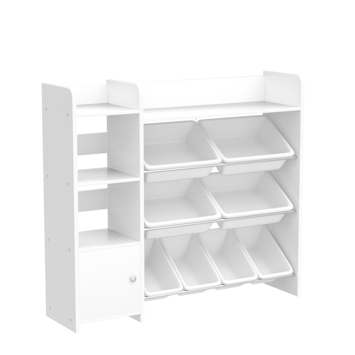 Toy Storage Organizer with Kids Toy Shelf and 8 White Toy Bins – Perfect Toy Storage