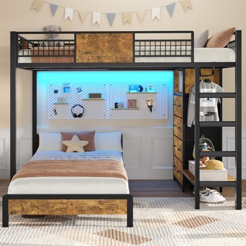 Bunk Bed Twin Over Twin Size with 8 Storage Drawers