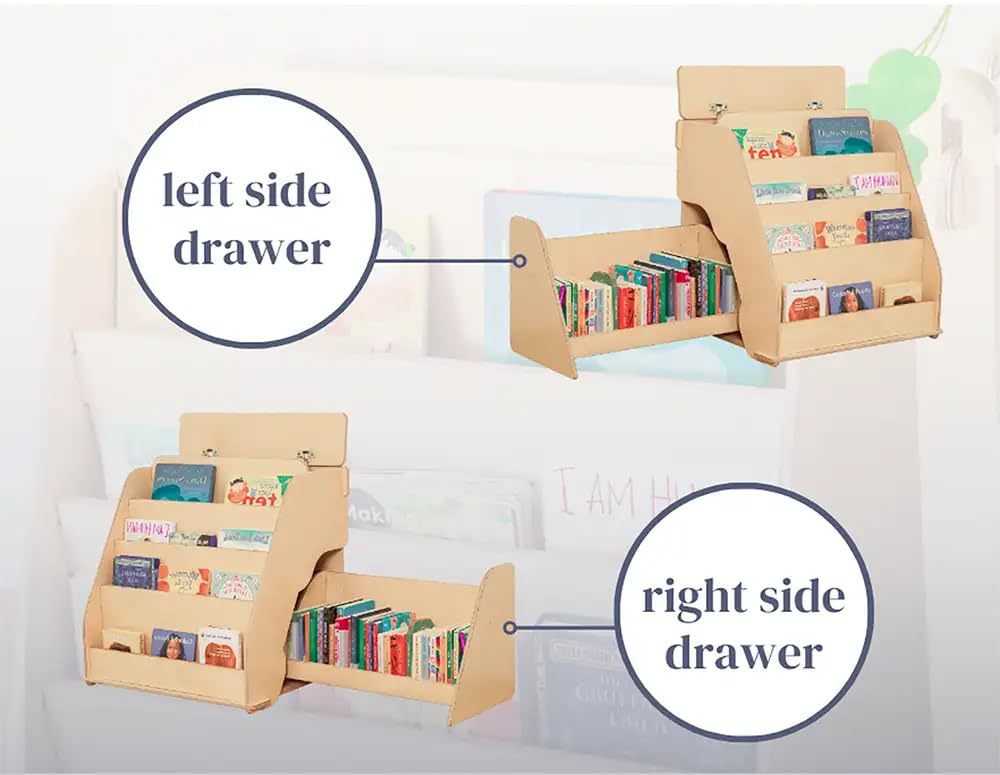 Montessori Bookshelf for Toddlers with Hidden Drawer and Toy Storage
