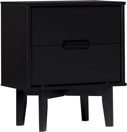 Furniture AZR2DSLNSWH Solid Wood 2-Drawer Groove Handle