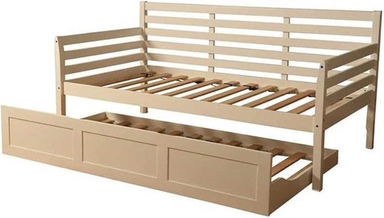 Traditional Wood Twin Daybed with Trundle in Brown-Mattress