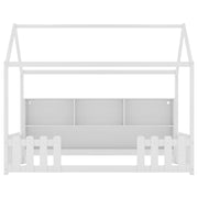 Twin Size Floor Bed with LED Light and Storage Bookshelf