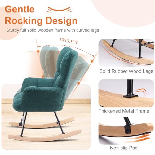 Teddy Upholstered Nursery Glider Rocker with High Backrest