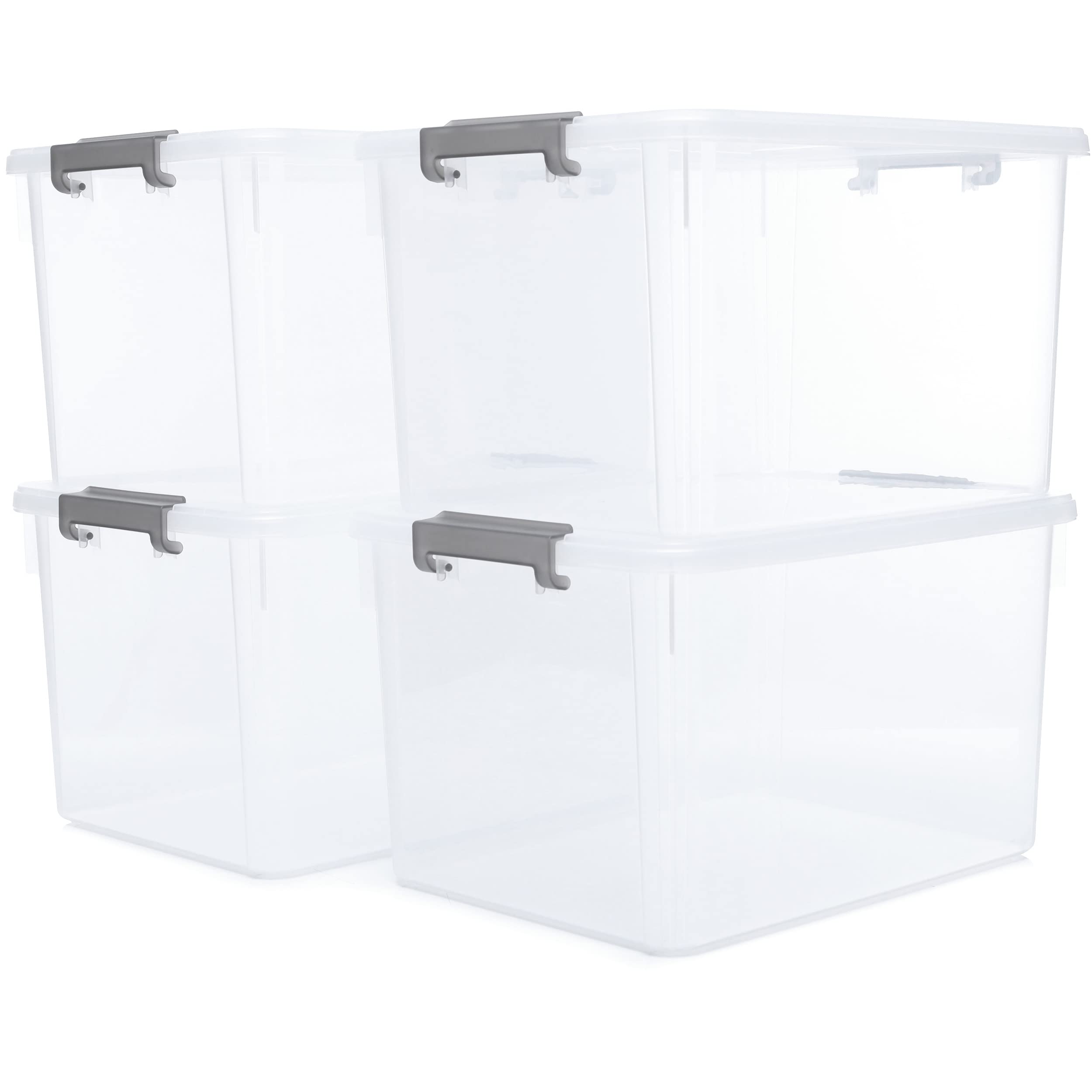32 QT Plastic Storage Bins with Latching Lids Stackable Storage Containers