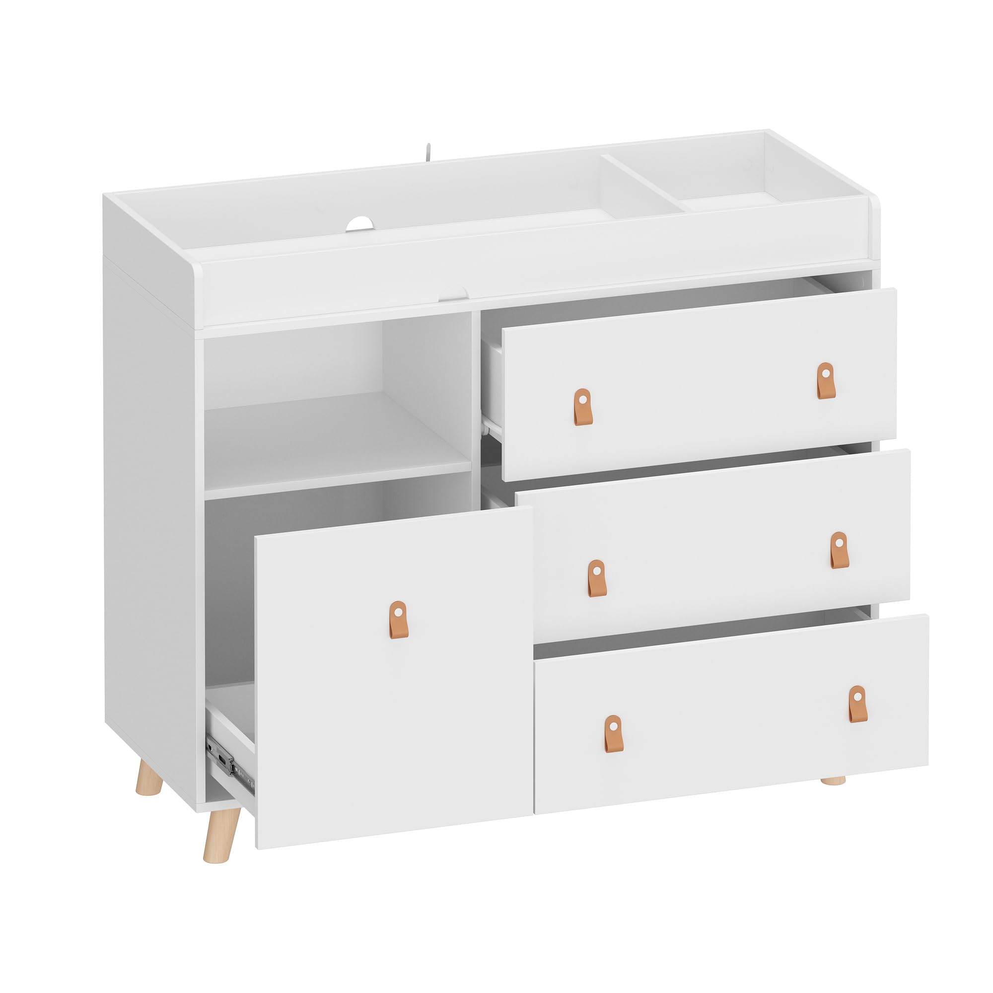 Baby Dresser Changing Table with Drawers,Shelf,Hidden Laundry