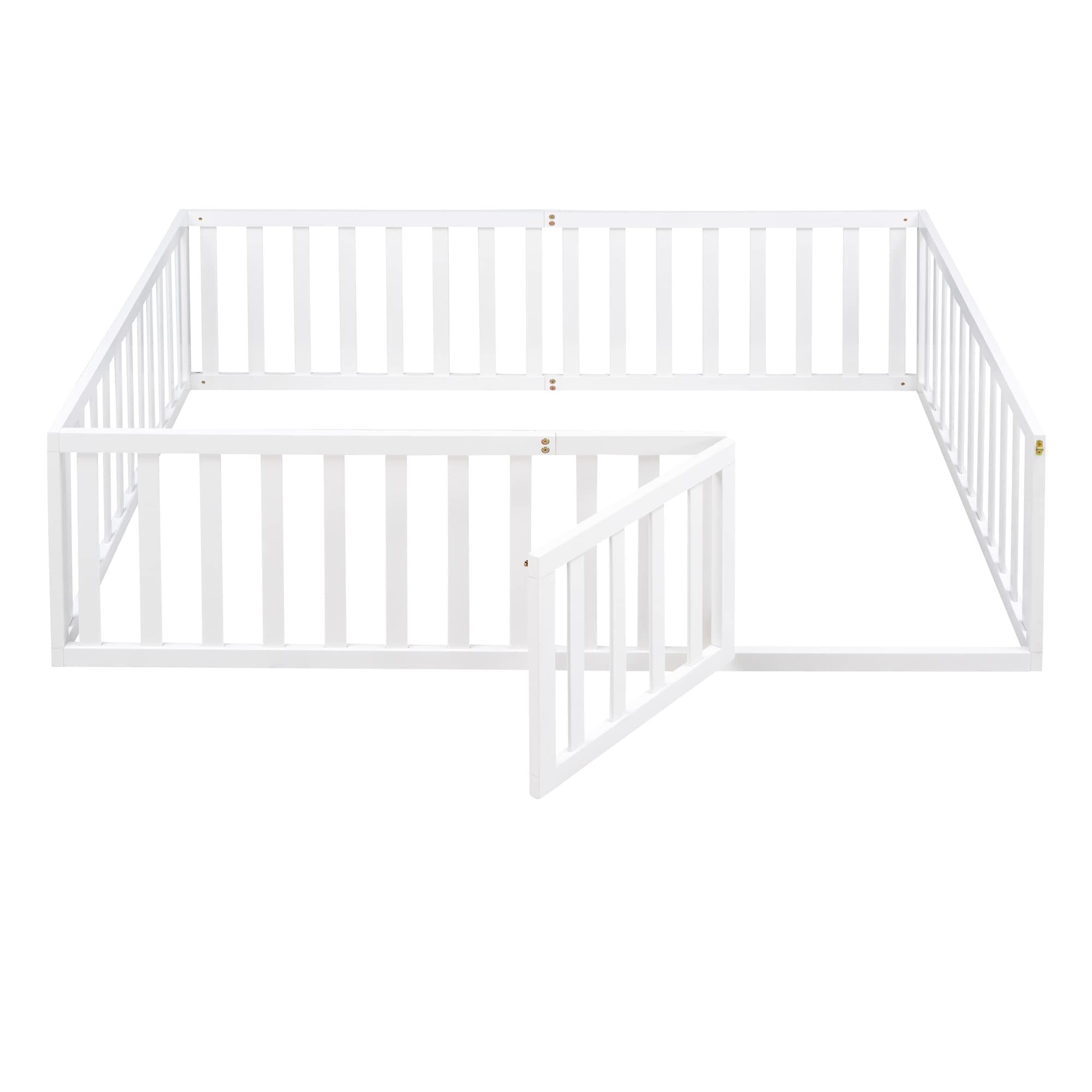 Montessori Floor Bed Full Size with Fence and Door