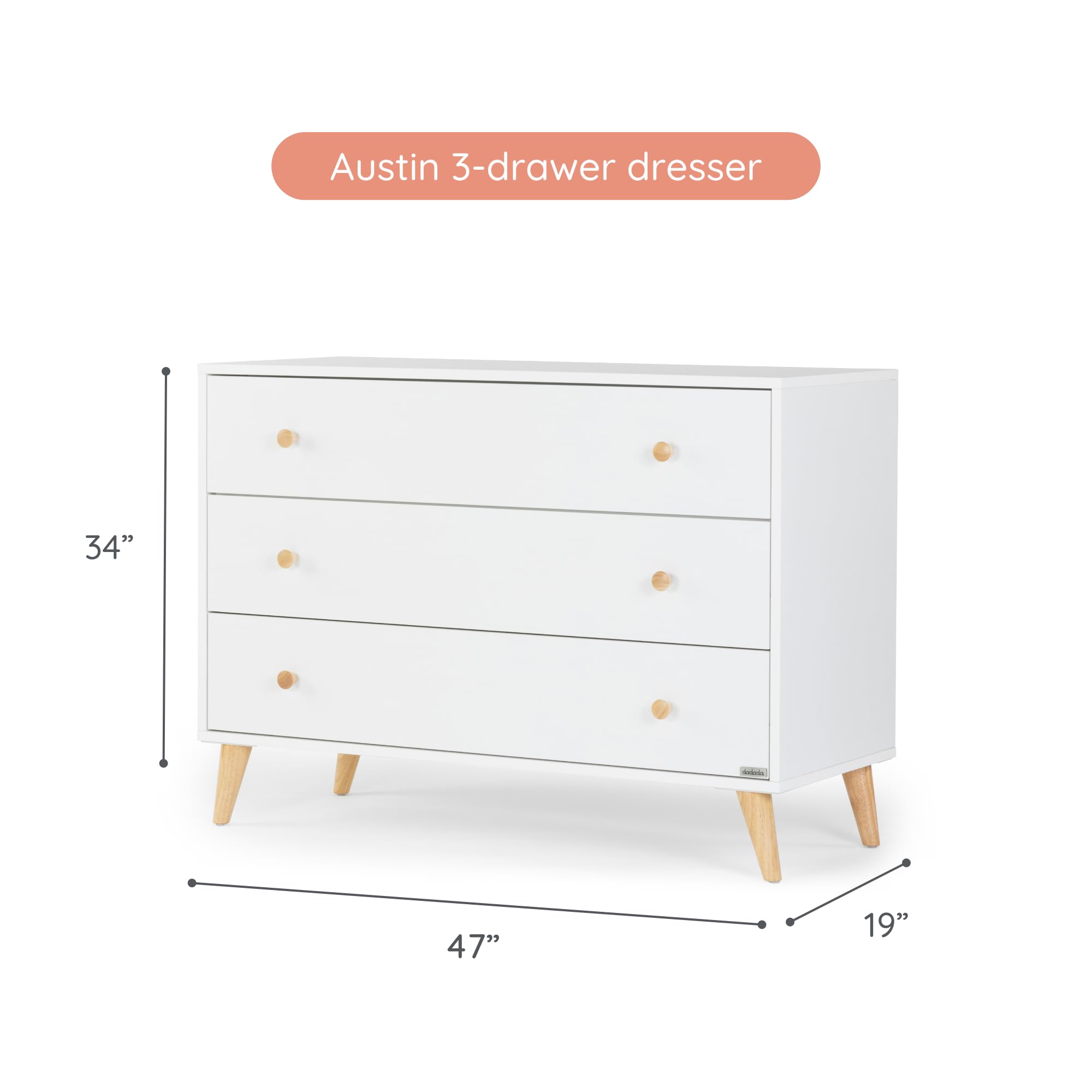 3-Drawer Nursery Dresser with Soft-Close Drawers