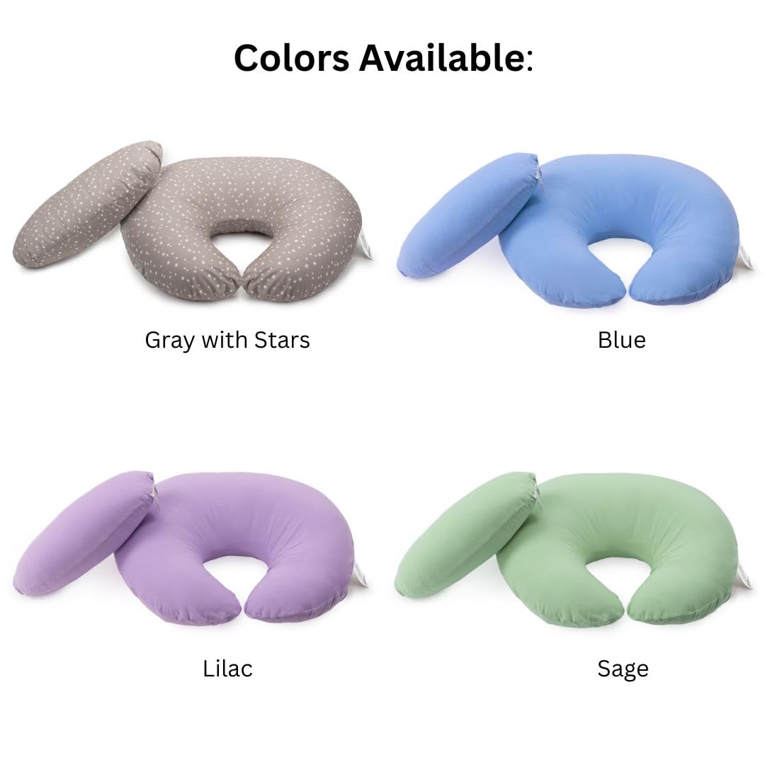 Dr. Mama's Organics Nursing Pillow with Lumbar Support - Ergonomic Design Helps Relieve Back Pain and Arm Fatigue - for Bottle and Breastfeeding - Removable Organic Cotton Cover -Sage