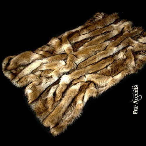 Premium Faux Fur - Brown Coyote Stripe - Wolf Skin Fur Pelt - Sheepskin Shag -
