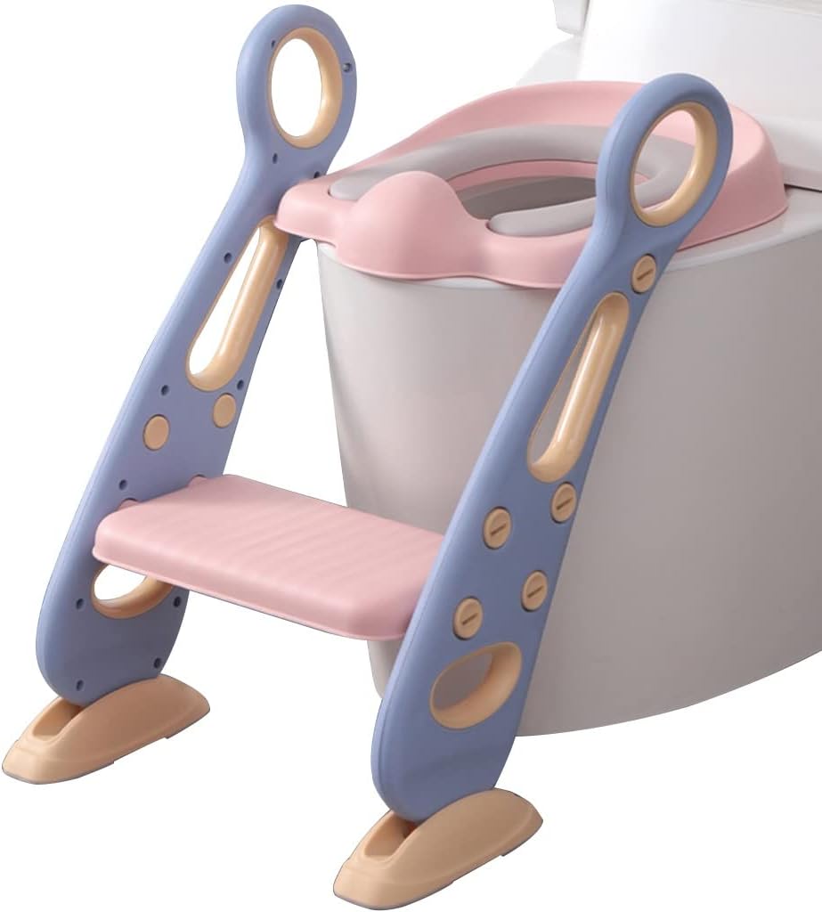 Toilet Seat with Step Adjustable Potty with Ladder with PU Cushion