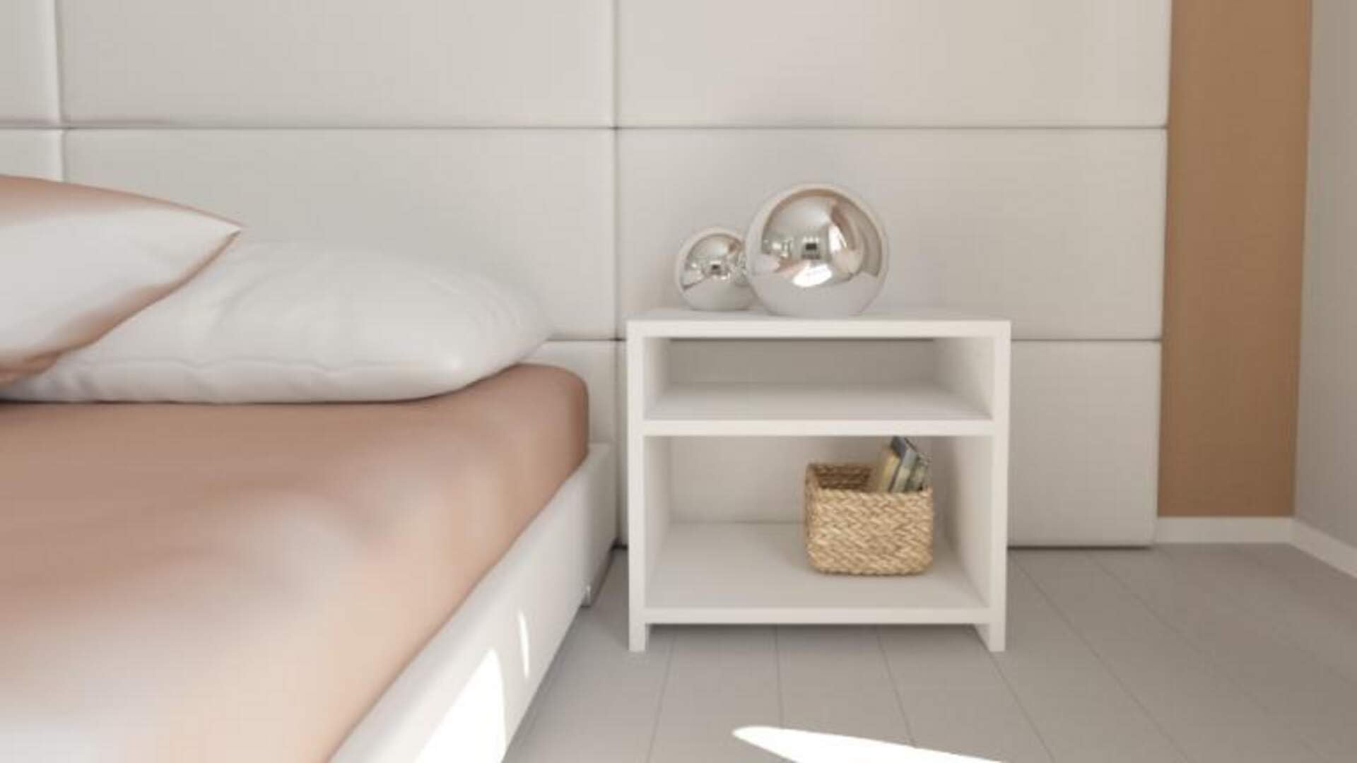Modern Melamine Nightstand with Storage