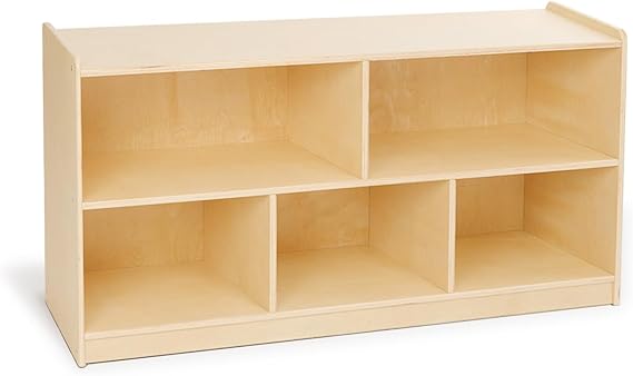 100% Birch Cabinet, 5-Section Montessori Wooden Bookshelf & Storage Organizer