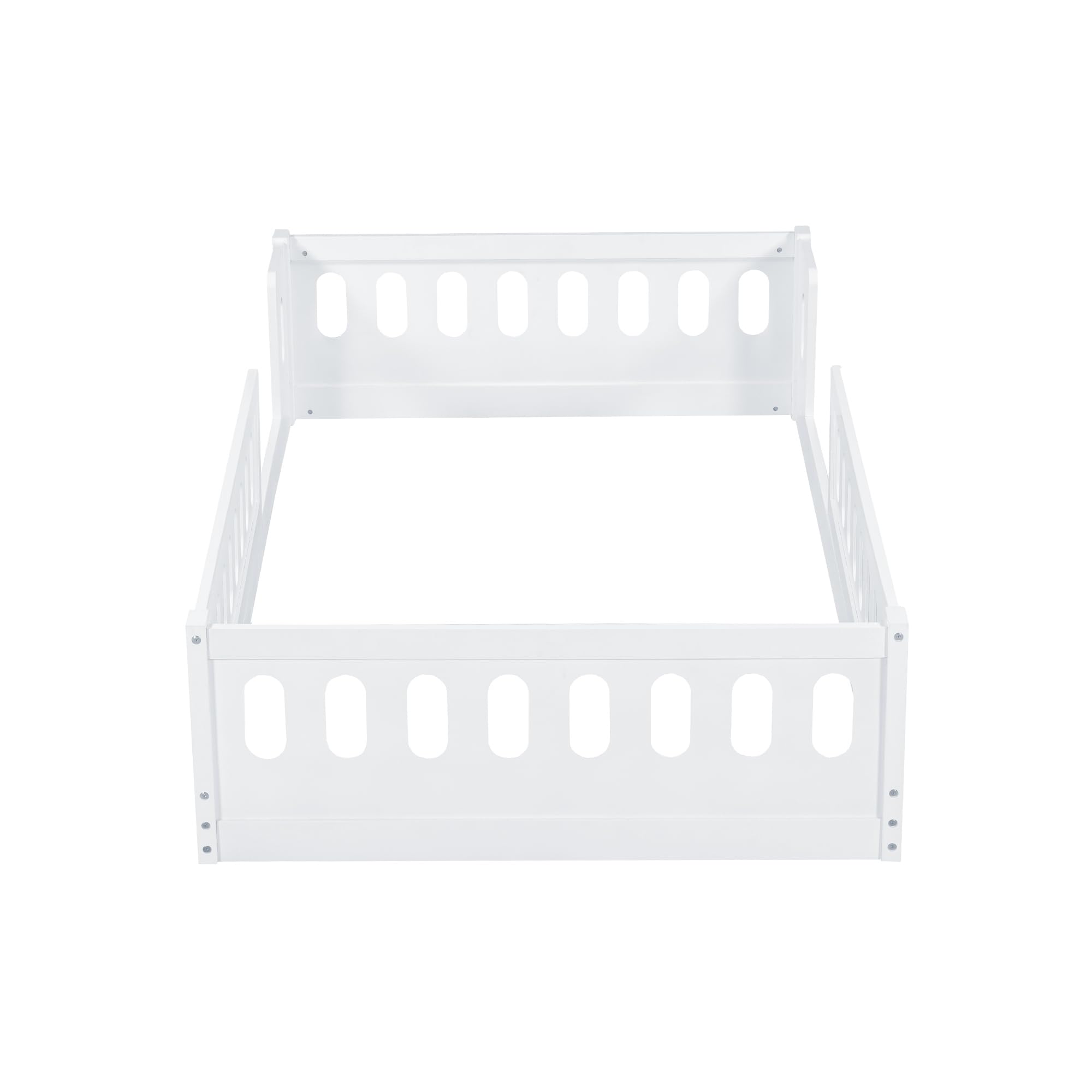 Twin Size Floor Bed Frame with Safety Fence