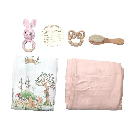 Newborn Baby Gift Box | Educational Teething Toy & Soothing Crochet Rattle