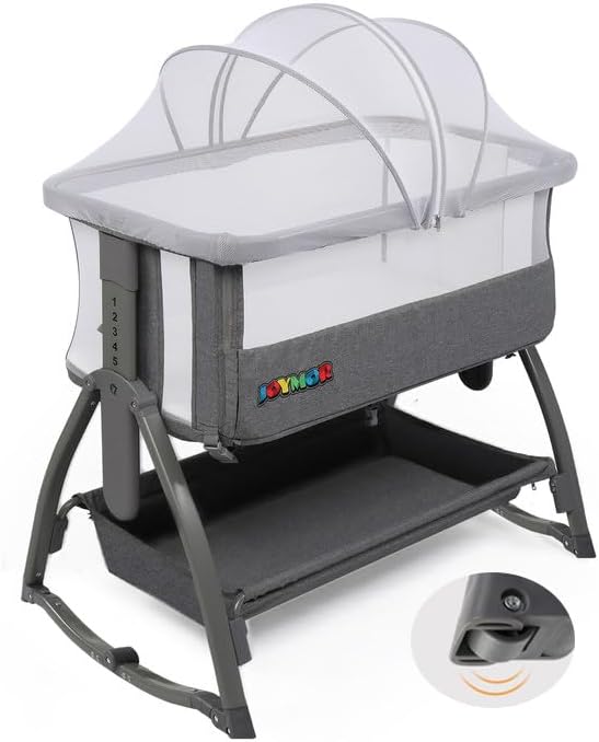 Bedside Sleeper Baby Bassinet with Wheels, Rocking Bassinet for Baby