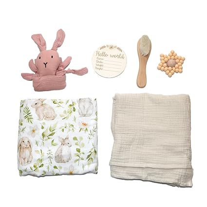 Newborn Baby Gift Box | Educational Teething Toy & Soothing Crochet Rattle