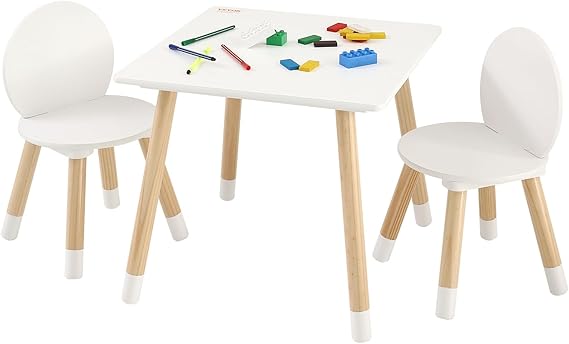 Kids Table and Chairs, Toddler Table and Chair Set, Children Wooden