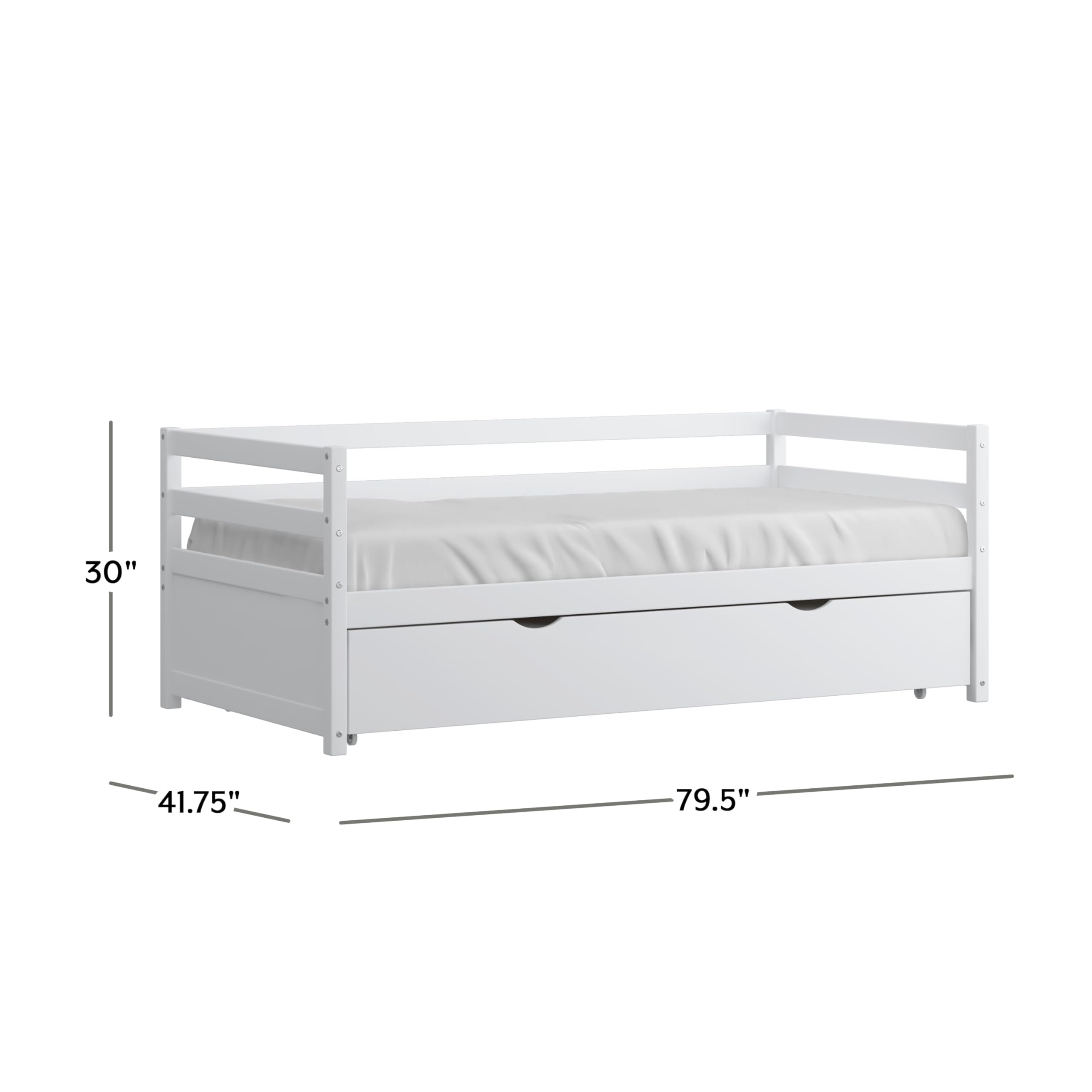 Twin Daybed with Trundle White Wood