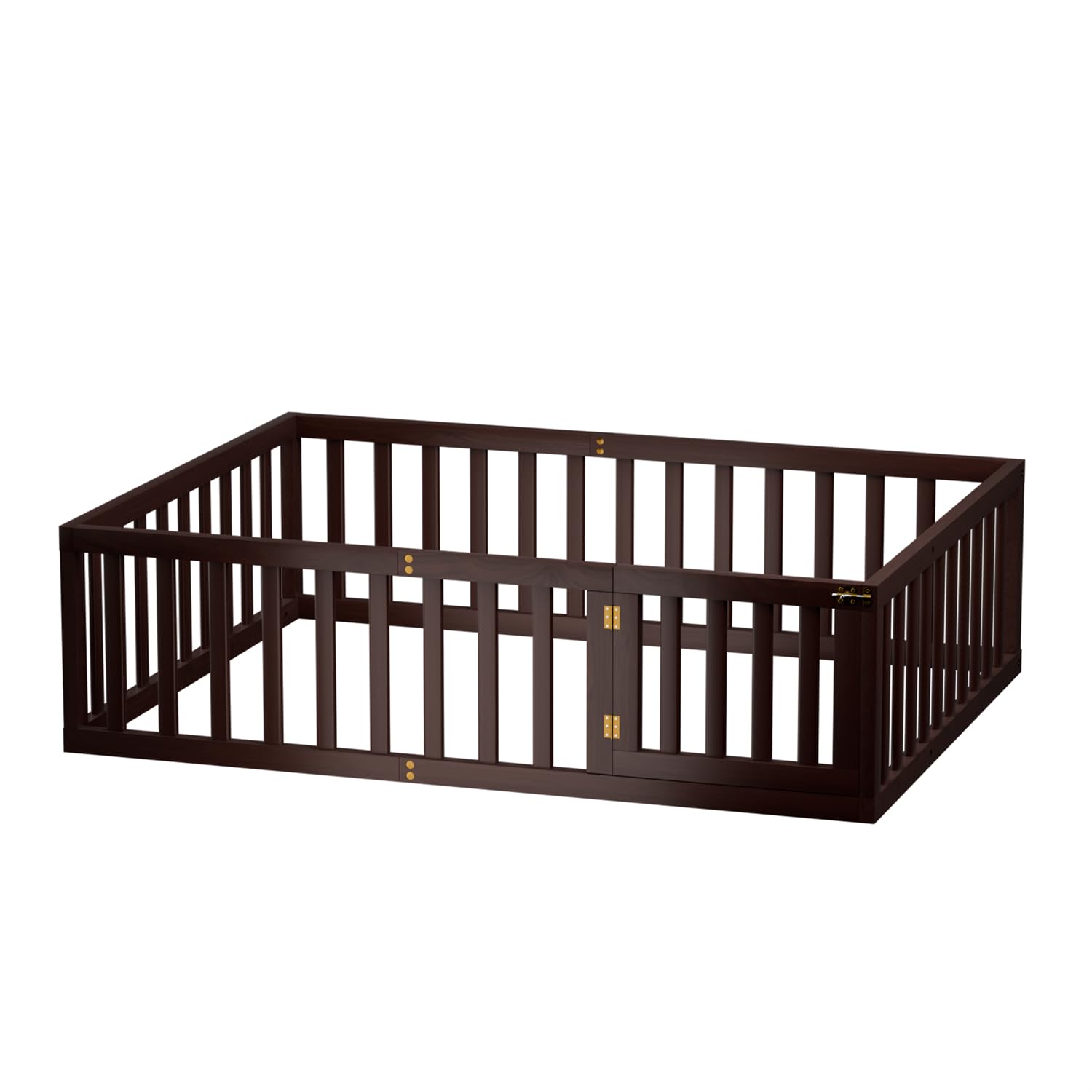 Full Floor Bed for Kids with Door and Safety Guardrails