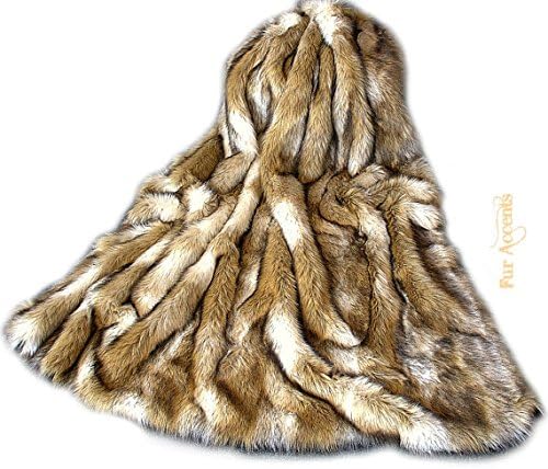 Premium Faux Fur - Brown Coyote Stripe - Wolf Skin Fur Pelt - Sheepskin Shag -