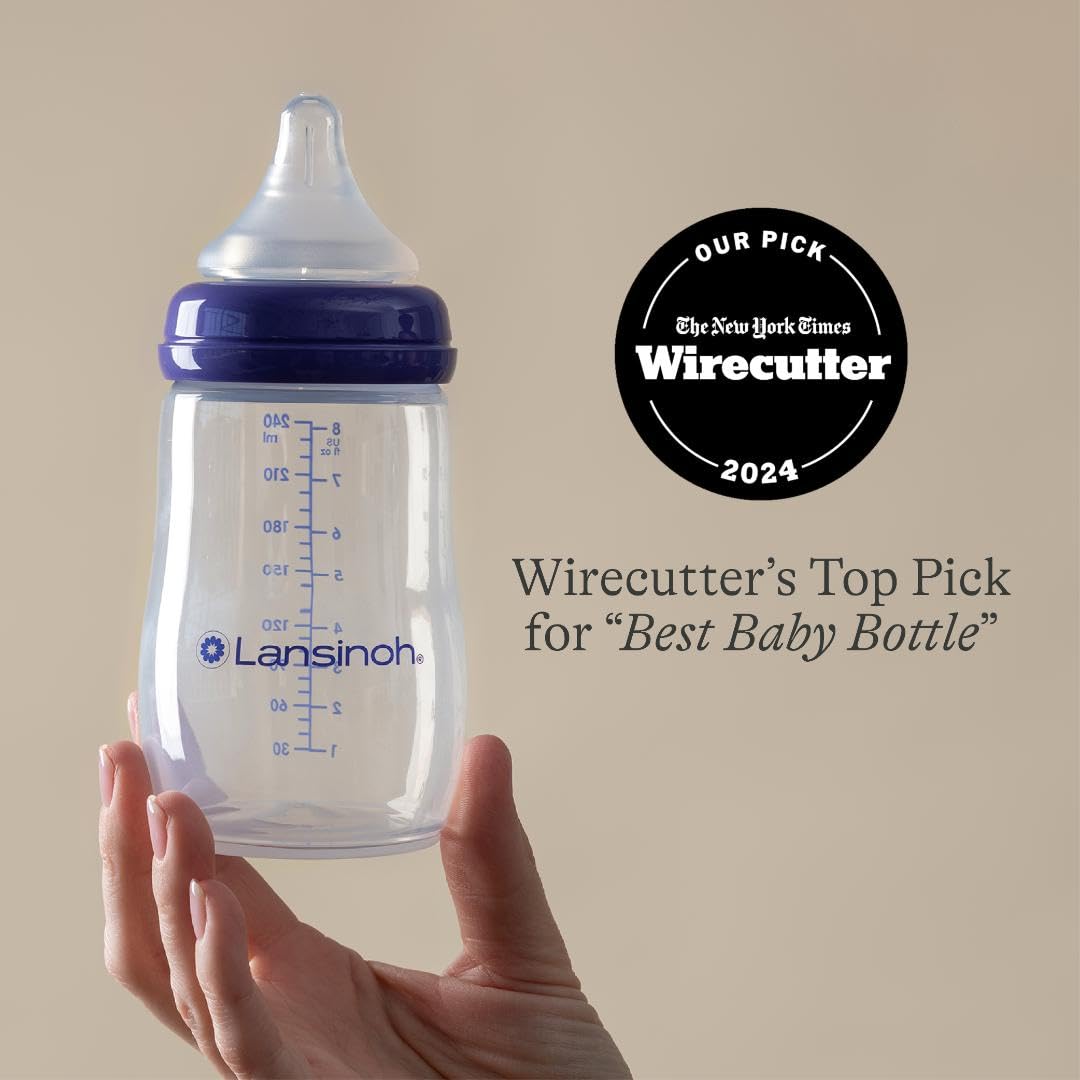 Anti-Colic Baby Bottles for Breastfeeding Babies, 8 Ounces, 4 Count, Includes