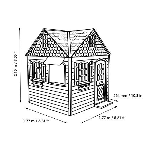 Heavy Duty Plastic Outdoor Playhouse with Doorbell and Play Kitchen