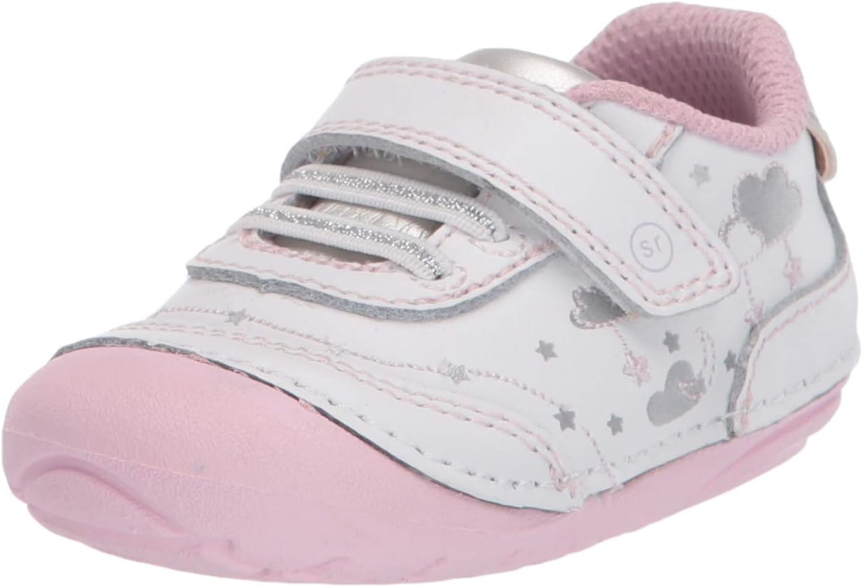 Stride Rite Baby-Girl's Soft Motion Adalyn Athletic Sneaker, White/Silver
