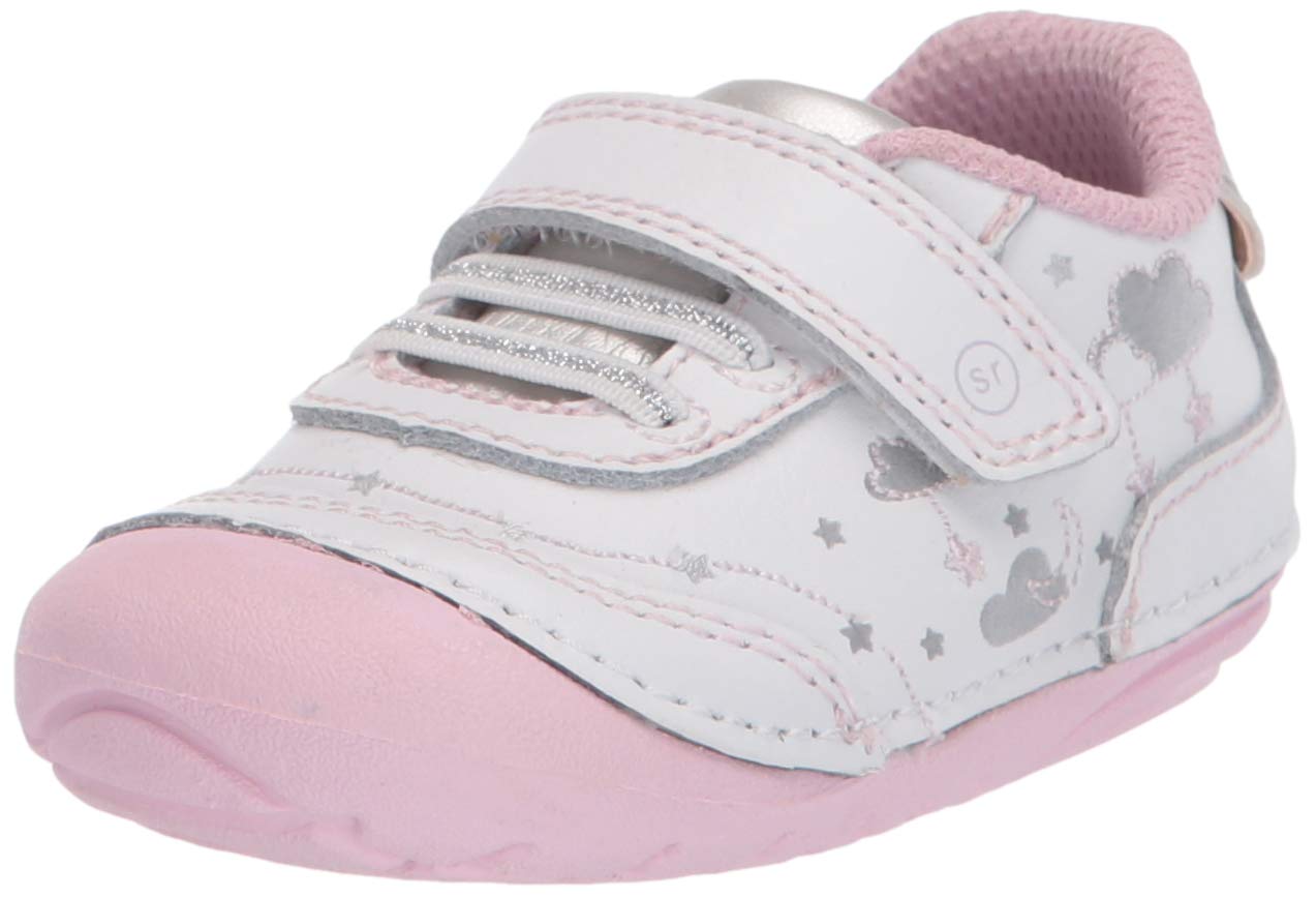 Stride Rite Baby-Girl's Soft Motion Adalyn Athletic Sneaker, White/Silver