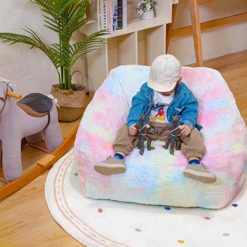 Chairs for Kids, 27" Modern Rainbow Colors Beanbag Sofa
