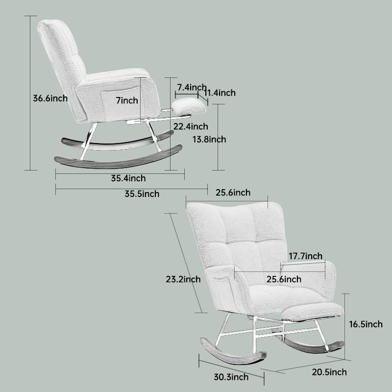 Oversized Teddy Fabric Rocking Chair with Anti-Slip Base