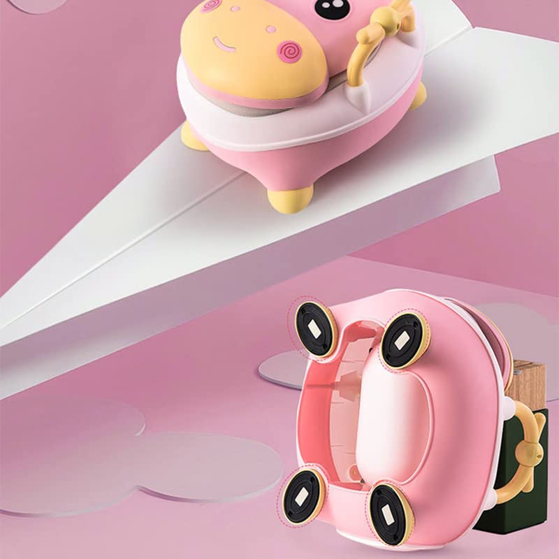Portable Toddler Potty Toilet Cartoon Potty Training Seat Elevated Design Children Toilet Potty for Home Bathroom Outdoor Indoor(Pink)
