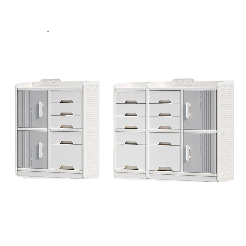Kids Toy Storage Organizer with Drawers, Grey/White Toddler Toy Storage Shelf