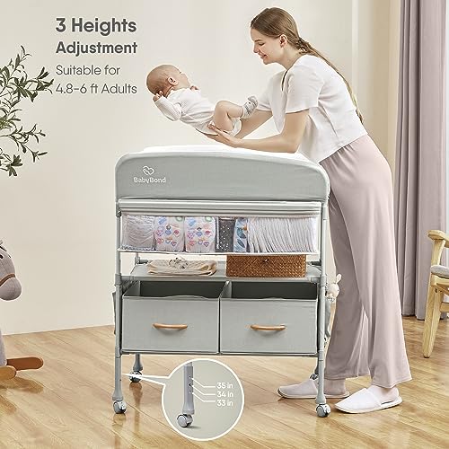 Portable Baby Changing Table with Storage Baskets