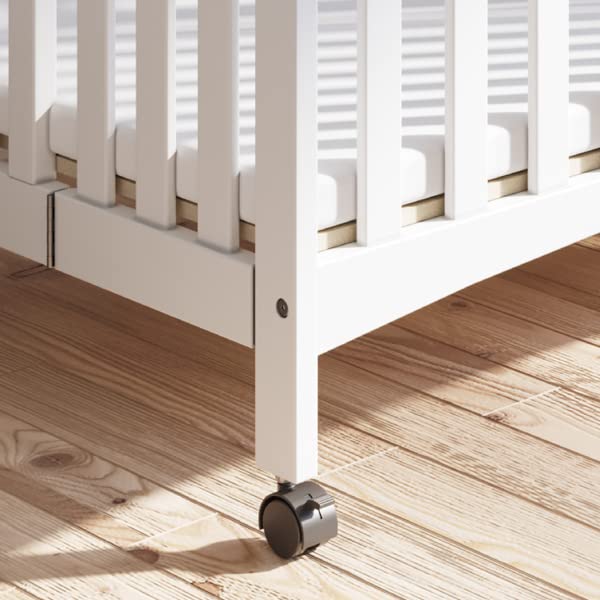 Mini Folding Portable Crib with Mattress and Locking Wheels