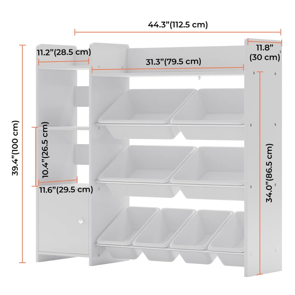 Kids Toy Storage Organizer with 8 Bins and Bookshelf