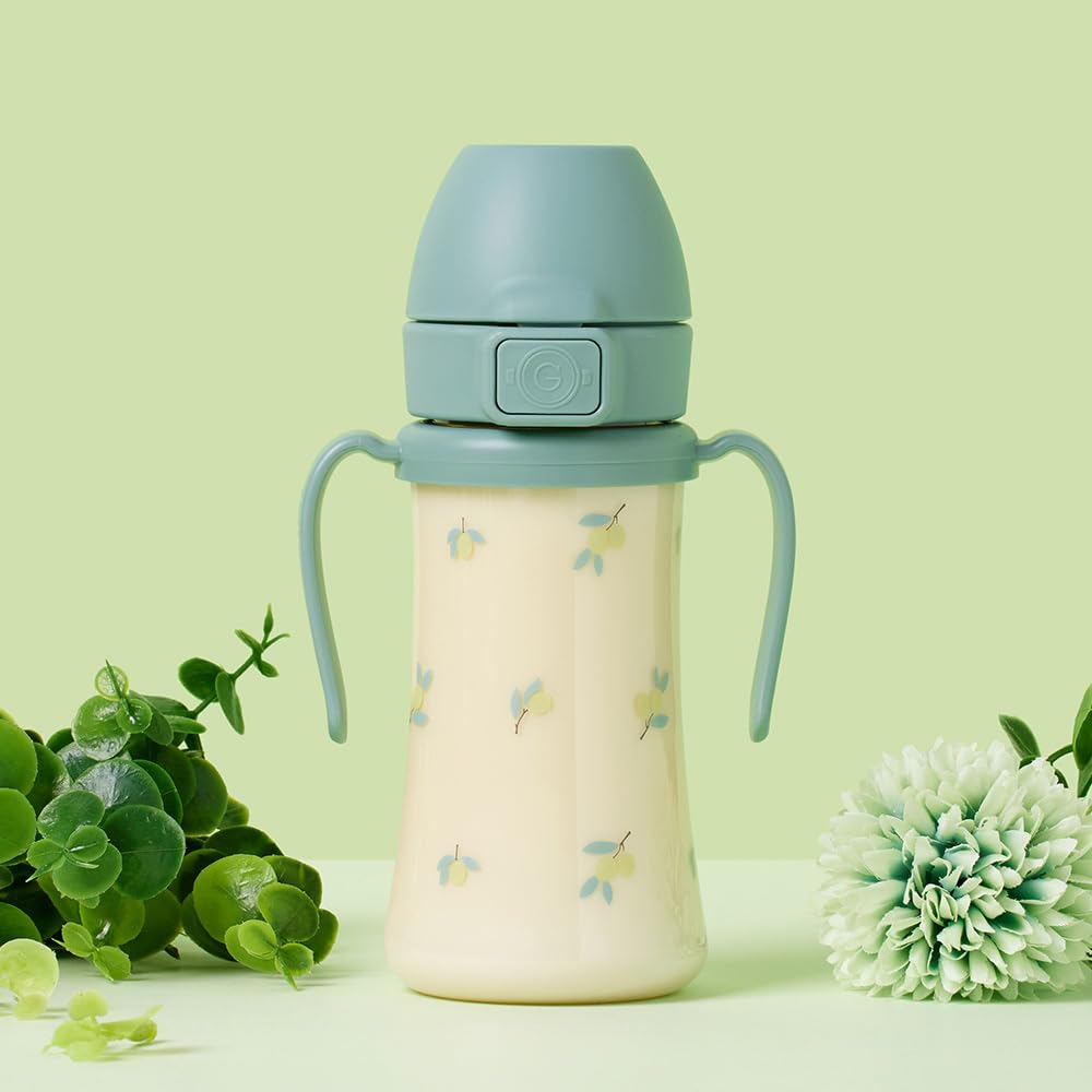 Flip Top Spill Proof Sippy Cup, PPSU, BPA Free, 10 oz, Stage 2 Straw for Toddlers (Olive)