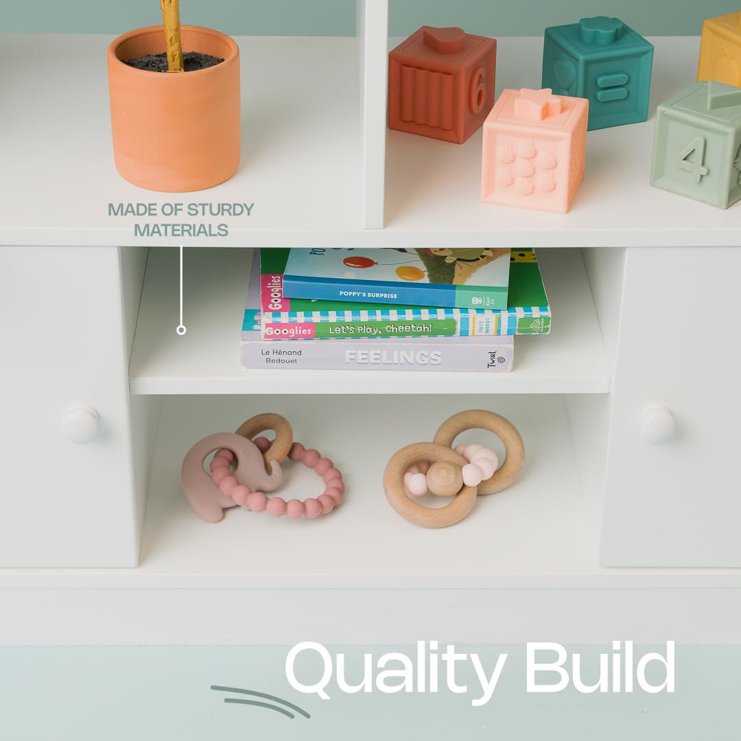 4-Tier White Wooden Kids Bookshelf