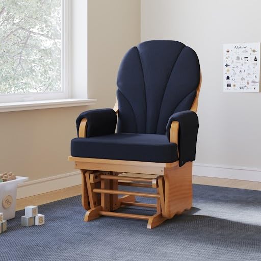 Lullaby Wood Base Glider Rocker - Baby Feeding and Rocking Chair for Daycare